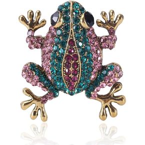 Dainty Frog Rhinestone Brooch Pin for Women Girls Crystal Animal Pins Clip Hats Badges Backpacks Jackets Brooches Pins Fashion Jewelry Gifts
