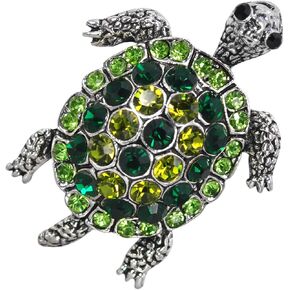 Gyn&Joy Antique Colored Rhinestones Turtle Pin Brooch