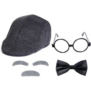 Old Man Costume 100 Days of School Grandpa Outfit for Boys 1920s Accessories for Halloween Parties Dress Up