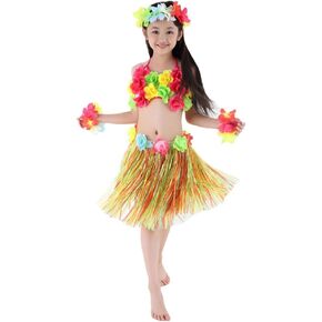 Hawaiian Hula Dance Costume 5pcs for Girls… (Multi)