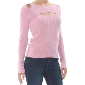Bar III Womens Cut-Out Cold Shoulder Sweater Purple M