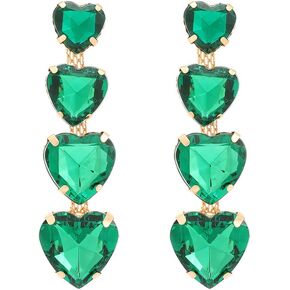 Heart Rhinestone Statement Earrings Heart Crystal Drop Dangle Earrings for Women Valentine's Day Love Wedding Party Gifts