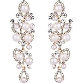 أقراط متدلية على شكل ماركيز من BriLove على الطراز العتيق للنساء من اللؤلؤ المقلد على شكل دمعة مجوفة in Kuwait