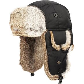 Real Rabbit Fur Trapper Hunting Hat Aviator Winter Cap
