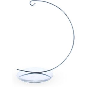 Curved Silver Metal Solid Round Base Ornament Display Stand 5.9 Inches
