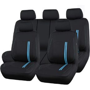CAR PASS HOMESTYLE Linen Seat Cover for Women, Universal Car Seat Covers with Opening Holes, Fit for Suvs,Cars,Trucks,Sedans,Vans,Airbag Compatible(Charcoal Grey with Pink)