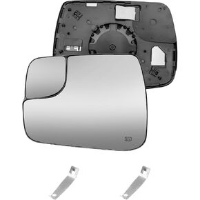 Driver Left Side Mirror Glass Assembly with Plastic Back Plate Heated Fit for Dodge Ram 1500 2019-2021, Electric Heated Left Rear View Glass Replace 68402036AA 68402037AA