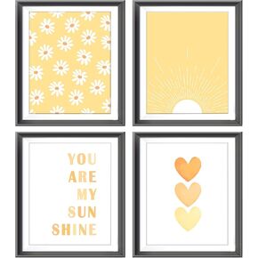 You are My Sunshine Boho Sage Purple Sun Sunshine Daisy Flower Hearts Poster Prints for Girls Kids Room Nursery Playroom Decor,Inspirational Quote Decorations Prints Wall Art Unframed 4pcs 8x10inches…