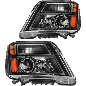 Headlight Assembly,Black Headlights Compatible with Terrain 2016-201,Amber Reflector Color Clear Lens Color, OE Style Replacement Headlight Assembly