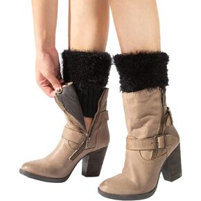 Bestjybt Womens Fur Boot Socks Knitted Boot Cuffs Leg Warmers