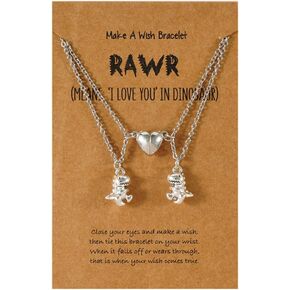 yaozeio Dinosaur Friendship Necklaces for 2 Magnetic Heart Necklace for Couples Gifts for Boyfriend Girlfriend Husband Wife Christmas Birthday Gift