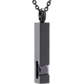 Crystal Cremation Jewelry for Jewelry Stainless Steel Cube Memorial Ashes Necklace Pendant Locket Keepsake Urn Necklace - Black Birthstone Series