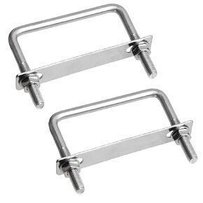 PENCK Square U-Bolts 3-1/4" (82mm) Inner Wide 304 Stainless Steel Thread M8 with Nuts Frame Straps Mounting Plate, Round Washers for Car/RV/Trailer Bumper, 2Pcs