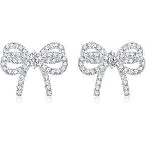 Sterling Silver Bow Earrings Gifts for Women,Christmas Gifts for Wife,Valentine's Day Gifts for Her,Mother's Day Gifts for Mom