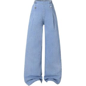 SHENHE Girl's Cute Cherry Graphic Straight Leg Jeans Embroidered Loose Long Denim Pants