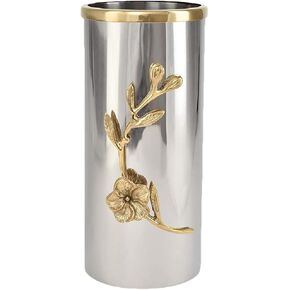 مزهرية طويلة لجذع الأوركيد من سيرين سبيسز مع حافة ذهبية، ولمسات زخرفية فضية، وقطع مركزية معدنية للطاولات، مثالية لديكور مزهرية الزهور، يبلغ طولها 9.25 بوصة وقطرها 4 بوصات in Kuwait