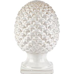 Elements White Pinecone Ceramic Figurine, 6.59x5.51x8.74 Inch