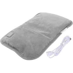 MAGICLULU Insulated Water Bottle Insulated Water Bottle Electric Heating Water Bag USB Rechargeable Hot Water Bag Portable Plush Hot Water Bottle Cramps Back (Grey) Portable Heater Portable Heater