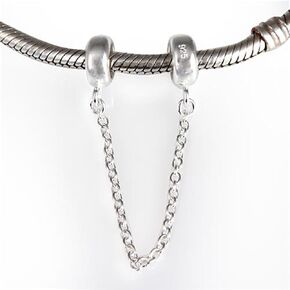 925 Sterling Silver Circle Clasp Safety Chain Charm Clip Stopper Charm Spacer Charm for Pandora Bracelet