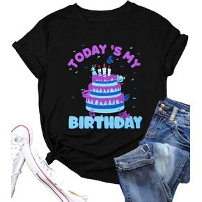 Birthday Shirt Womens Today is My Birthday Letter Graphic Tee Shirts Birthday Game Short Sleeve Pullover Tops