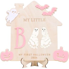 DIY Halloween Footprint or Handprint Art Sign | Trick or Treat | My Little Boo | Baby’s First Halloween Keepsake | Kid Craft | 2024 | Engraved (Trick or Treat Footprint) in Kuwait
