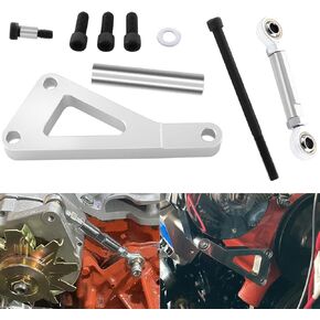 Alternator Bracket Adjustable Kit, Compatible with Chevy SBC 305 327 350 383 5.0L 5.7L V8 Eight Cylinder Long Water Pump Small Block Engine Billet Aluminum Bracket Set