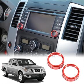 2PCS Car Center Console Volume Control Knob Cover Compatible with Nissan Frontier 2014-2020 Aluminum Alloy AC Button Trims Center Console Knob Trim Car Interior Accessories (Silver)