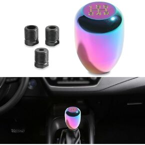 1 PC Manual Transmission Car Shift Knob with 3 Adapters, 1.57" x 2.36" 6-Speed Identification Alloy Scratch-Resistant Easy-Grip Shifter Knob, for Manual Transmission Cars (Multicolored)