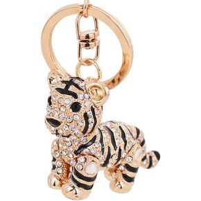 AIBEARTY Cute Tiger Lion Shape Keychain Crystal Fashionable Car Accessories Gift Key Phone Bag Charm