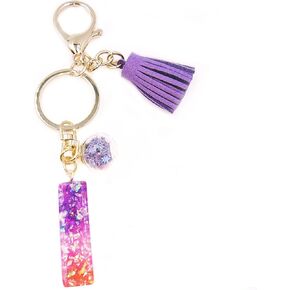 jtkdxqs Letter A-Z Keychain Colorful with Tassel Glass Ball Key Ring for Women Backpack Handbags Pendant