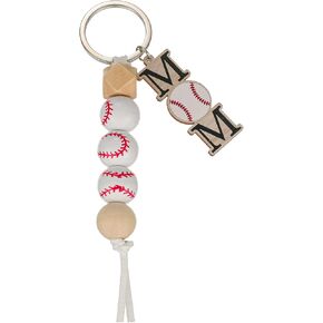 5pcs Packed Hand Made Wooden Softball Baseball Basketball Pendant Keychains Mom Pendant for Mother as Gifts
