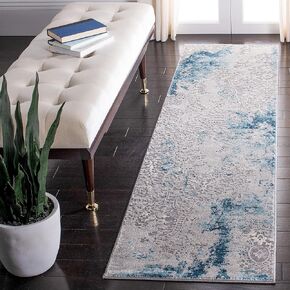 SAFAVIEH Meadow Collection Runner Rug - 2' x 15' Runner, Light Grey & Pink, Modern Abstract Design, Ideal for High Traffic Areas in Living Room, Bedroom, Dining (MDW573G-215)