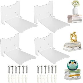 Invisible Floating Bookshelves Wall Mounted, Heavy-Duty Book Organizers, Hidden Book Shelf Metal Shelves Holder for Books Storage Bedroom Living Room Home Office, Black 4-Pack Large