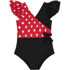 Mioglrie Toddler Girl Swimsuit One Piece Little Girls Bathing Suit Ruffle Swimsuit Girls Color Block Swimwear
