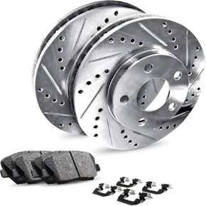R1 Concepts Rear Brakes Pads and Rotors Kit| Rear Brakes Rotors| Rear Rotors And Brake Pads Kit| Ceramic Brakes and Rotors| Brake Kit|Hardware| Fit 2017-2021 Chrysler Pacifica, Voyager