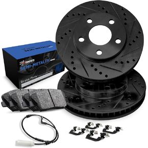 R1 Concepts Front Brakes and Rotors Kit |Front Brake Pads| Brake Rotors and Pads| Optimum OEp Brake Pads and Rotors |Hardware and Sensor Kit |fits 2018-2021 BMW M340i, M340i xDrive, X3, X4
