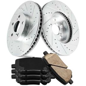 Front Brake Kit,Drilled and Slotted Brake Rotors,Ceramic Brake Pads Replacement for Fusion 2013-2020, MKZ 2013-2016,OEM#54196+D1653 Automotive Replacement Brake Kit