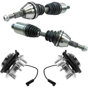 TRQ Front Drivetrain Kit CV Axle Shaft Assembly Wheel Hub Bearing Assembly Compatible with 2007-2011 Dodge Nitro 2008-2012 Jeep Liberty