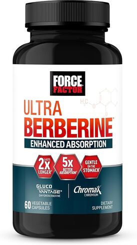 Force Factor Ultra Berberine Maximum Strength, 1200mg Berberine HCl with Ceylon Cinnamon & Chromax Chromium to Support Fat Loss, Metabolism & Weight Management, 60 Capsules in Kuwait