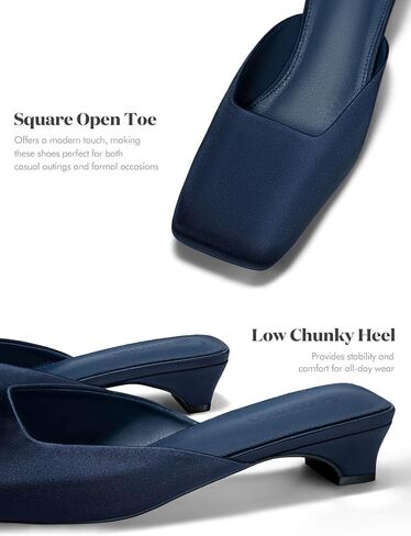 Coutgo Women's Mules Low Kitten Heels Closed Square Toe Slip On Backless Dress Shoes in Kuwait