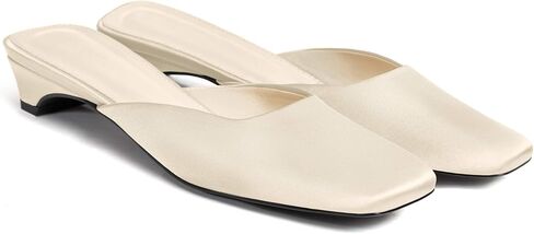 Coutgo Women's Mules Low Kitten Heels Closed Square Toe Slip On Backless Dress Shoes in Kuwait