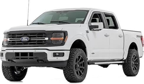 واقيات المطر للنافذة الريفية الخشنة لسيارة Ford F-150 (2015-2024) F-250/F-350 Super Duty (2017-2024) - أقنعة نافذة منخفضة المستوى وواقيات المطر في القناة للشاحنات، 4 قطع. in Kuwait