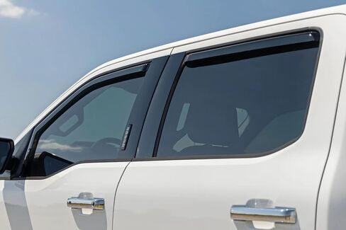 واقيات المطر للنافذة الريفية الخشنة لسيارة Ford F-150 (2015-2024) F-250/F-350 Super Duty (2017-2024) - أقنعة نافذة منخفضة المستوى وواقيات المطر في القناة للشاحنات، 4 قطع. in Kuwait