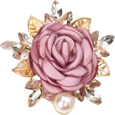 COLORFUL BLING Elegant Rose Flower Pearl Brooch Pin for Women Girls Vintage Floral Hairpin Headpieces Brooch Clothing Bag Scarf Decoration Shawl Pins Jewerly in Kuwait