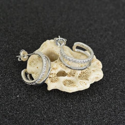 Split Half Hoop Earrings For Women Girls Dainty Cubic Zirconia Hypoallergenic Cuff Tiny Studs Earrings In Silver Gold in Kuwait
