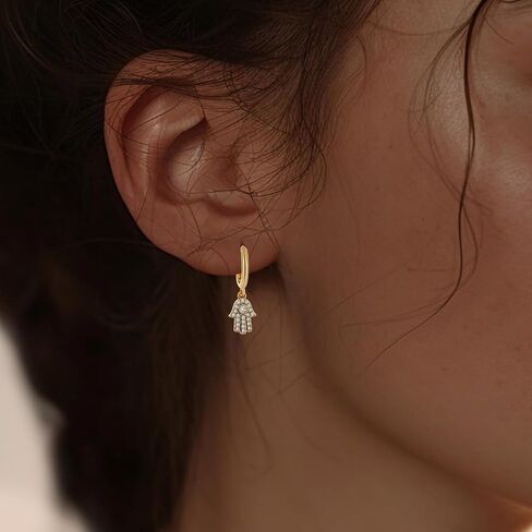 Gold Dangle Earrings for Women,Dainty Gold Earrings 14K Gold Plated Drop Earrings for Women Trendy Hypoallergenic CZ Dangling Earrings Small Gold Earrings Earrings for Women Jewelry in Kuwait