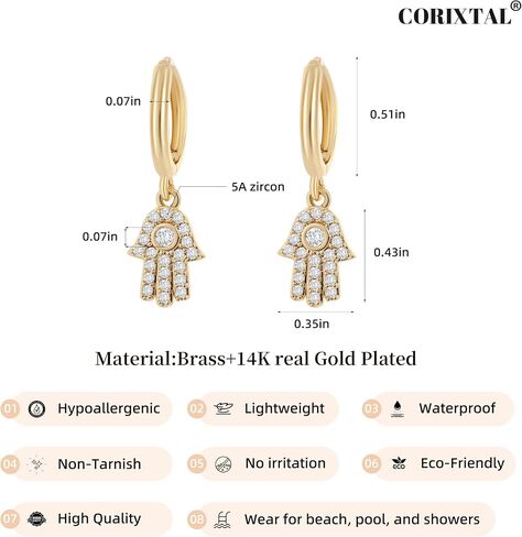 Gold Dangle Earrings for Women,Dainty Gold Earrings 14K Gold Plated Drop Earrings for Women Trendy Hypoallergenic CZ Dangling Earrings Small Gold Earrings Earrings for Women Jewelry in Kuwait