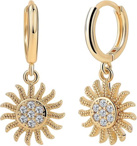Gold Dangle Earrings for Women,Dainty Gold Earrings 14K Gold Plated Drop Earrings for Women Trendy Hypoallergenic CZ Dangling Earrings Small Gold Earrings Earrings for Women Jewelry in Kuwait