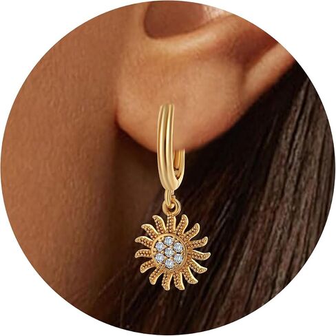 Gold Dangle Earrings for Women,Dainty Gold Earrings 14K Gold Plated Drop Earrings for Women Trendy Hypoallergenic CZ Dangling Earrings Small Gold Earrings Earrings for Women Jewelry in Kuwait