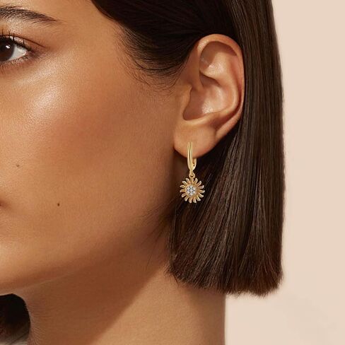 Gold Dangle Earrings for Women,Dainty Gold Earrings 14K Gold Plated Drop Earrings for Women Trendy Hypoallergenic CZ Dangling Earrings Small Gold Earrings Earrings for Women Jewelry in Kuwait
